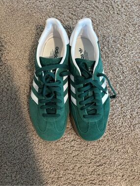 adidas Green Suede Sneakers with White Stripes